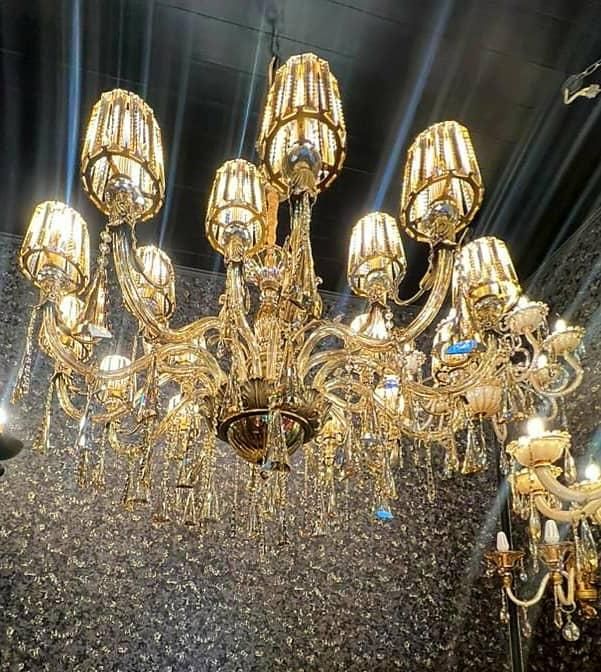 لوستر کریستالی ۱۸ شاخه وارداتی نو|لوستر و چراغ آویز|کرج, شهرک جهان‌نما|دیوار