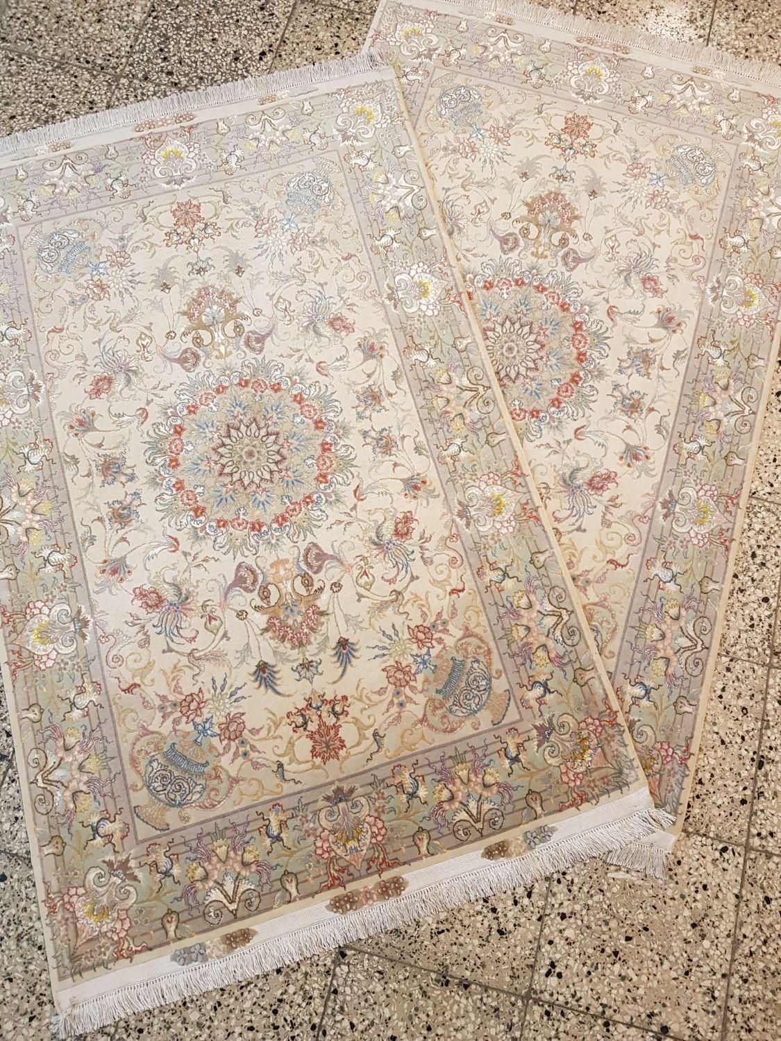 جفت ذرع‌ونیم دستباف تبریز خطیبی چله‌ابریشم ۵۰رج پر|فرش|تهران, بازار|دیوار