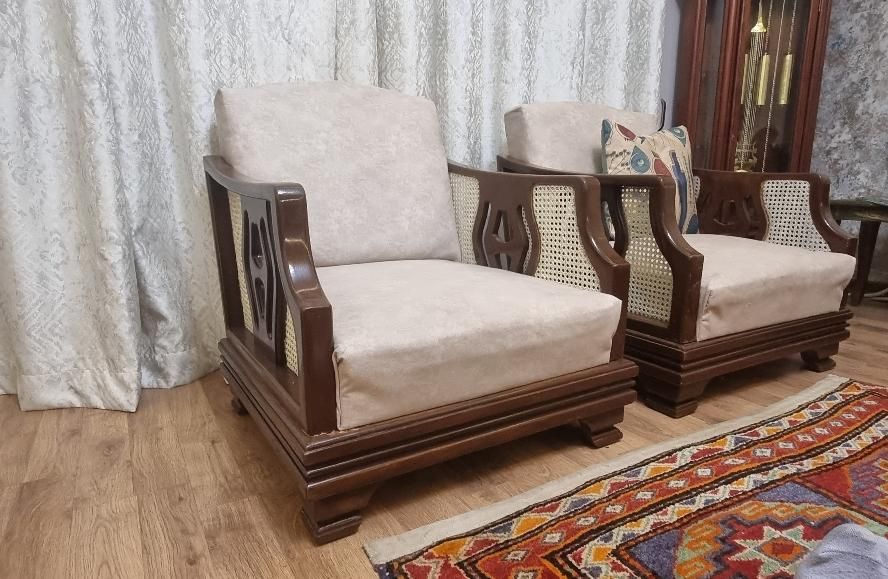 مبل ۷ نفره چوبی و حصیری|مبلمان خانگی و میز عسلی|مشهد, سجاد شهر|دیوار