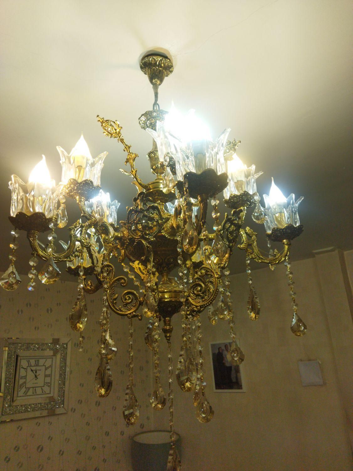 لوستر برنجی|لوستر و چراغ آویز|گلستان (تهران), |دیوار
