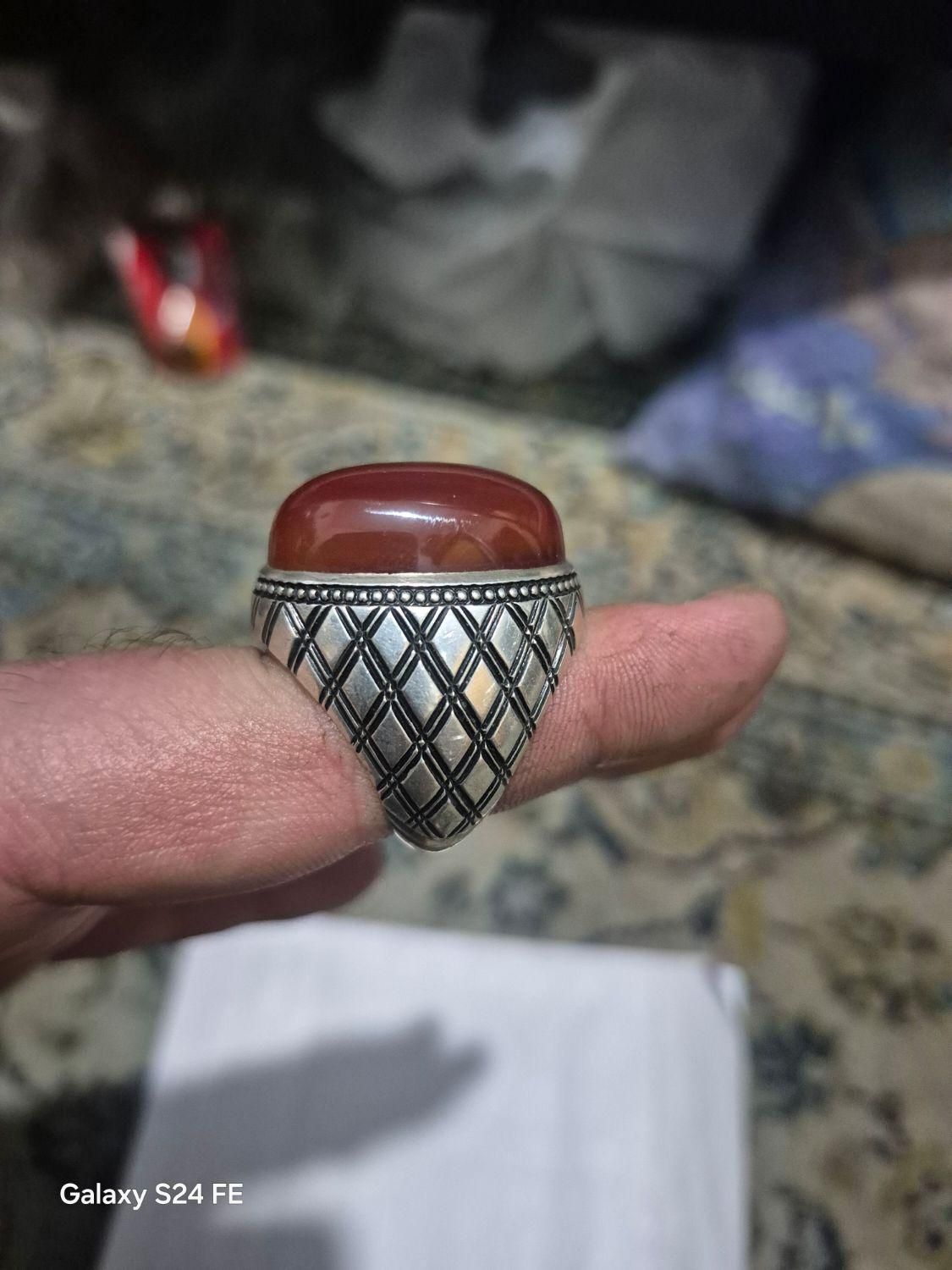 انگشتر عقیق نقره رکاب کاردست امین بادومی آینه کاری|جواهرات|تهران, خرمشهر|دیوار