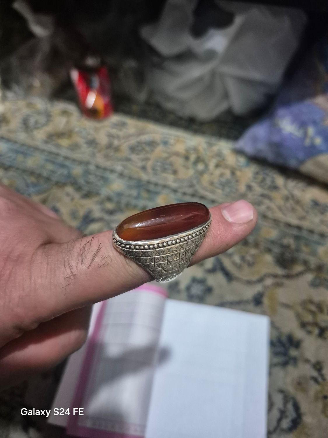 انگشتر عقیق نقره رکاب کاردست امین بادومی آینه کاری|جواهرات|تهران, خرمشهر|دیوار