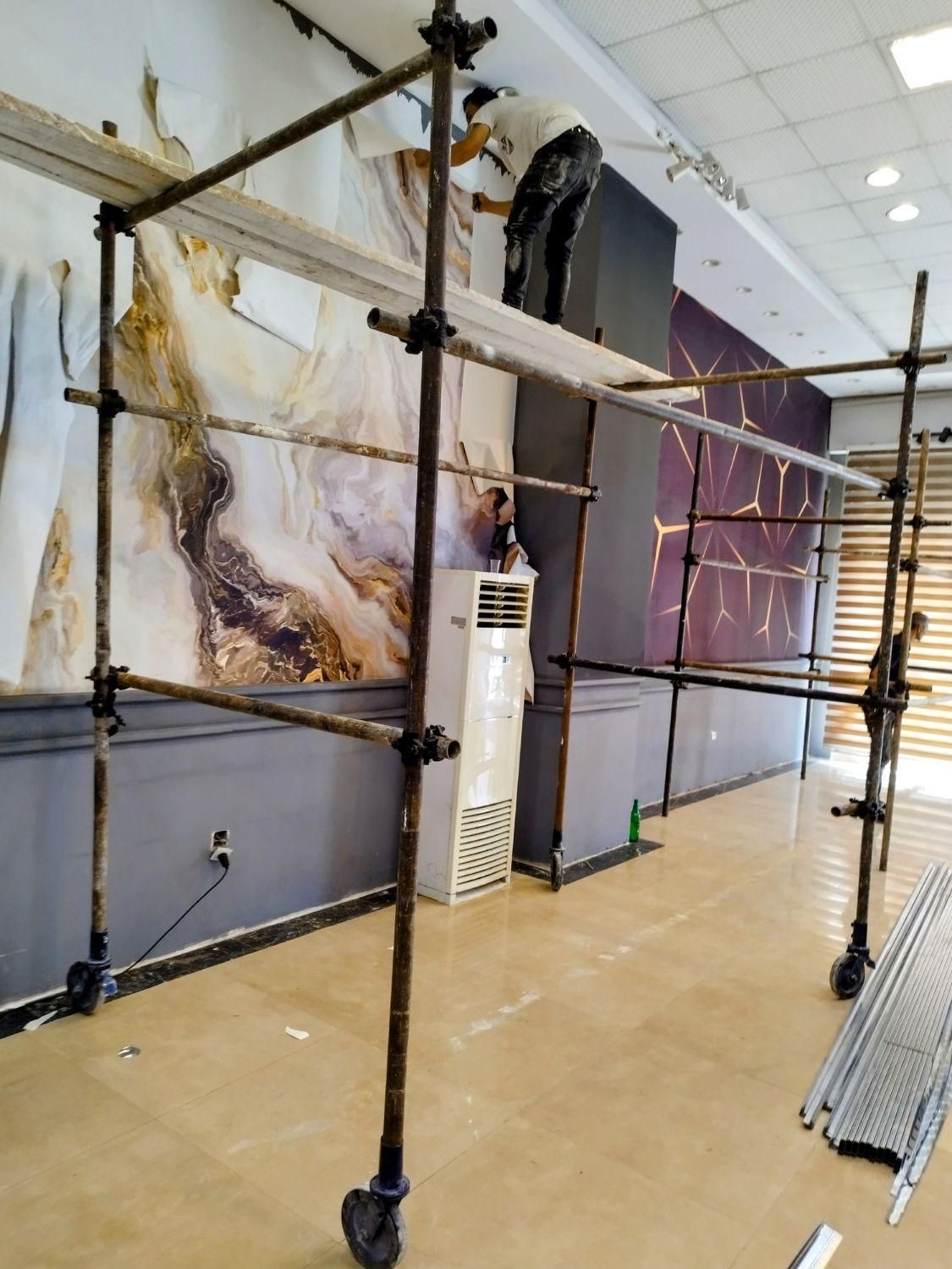 اجاره تخته بنایی بشکه داربست چرخ دار نردبان|خدمات پیشه و مهارت|تهران, استاد معین|دیوار