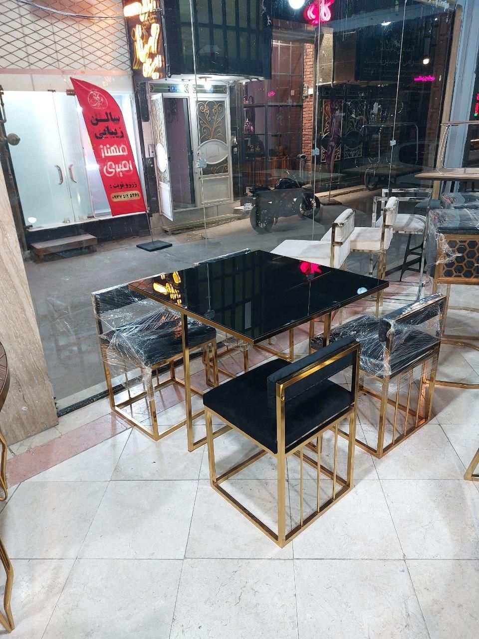 میز ناهارخوری جلو مبلی آبکاری سنگی شیشه غذاخوری|میز و صندلی غذاخوری|مشهد, شهرک رازی (شهرک غرب)|دیوار