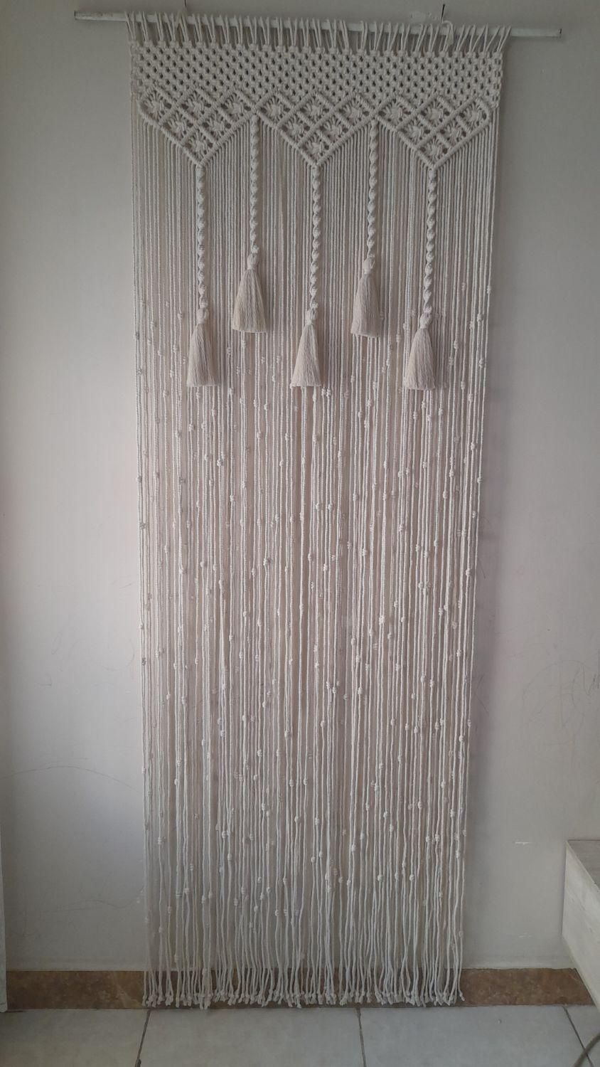 پرده مکرومه طرح لوزی|پرده، رانر، رومیزی|آفتاب, |دیوار