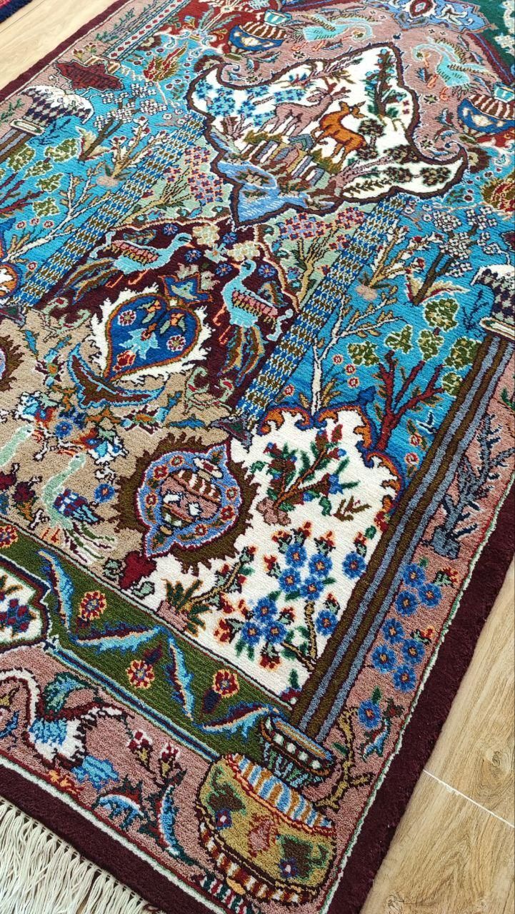 فرش ( قالیچه ) دستباف ۳ متری منظره شکارگاه کاشمر|فرش|بروجرد, |دیوار