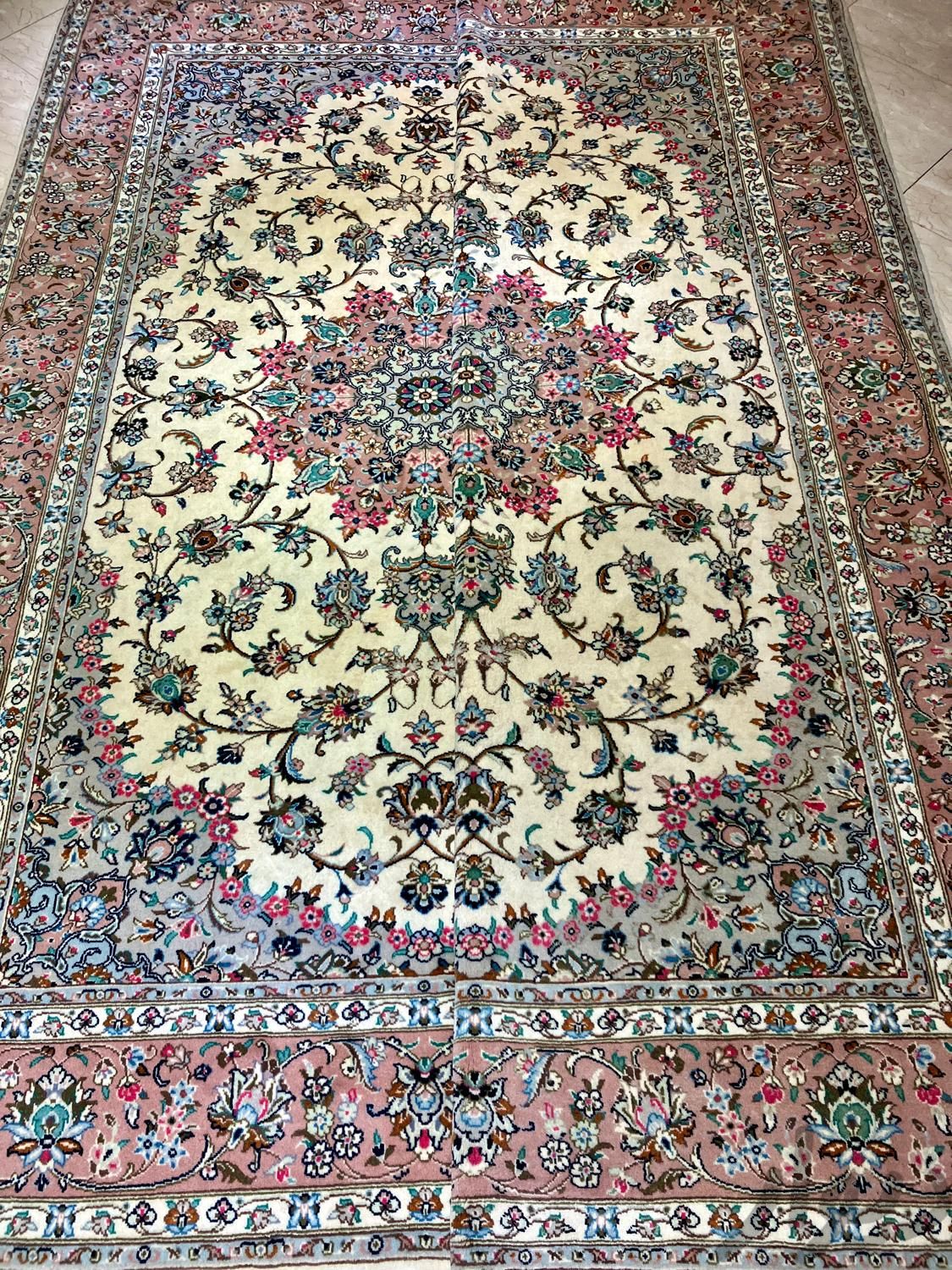 فرش دستباف جفت ۶ متری اردکان کرم شکوفه دستبافتسینا|فرش|تهران, مولوی|دیوار