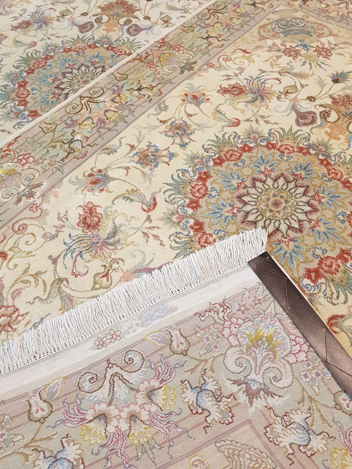 جفت ذرع‌ونیم دستباف تبریز خطیبی چله‌ابریشم ۵۰رج پر|فرش|تهران, بازار|دیوار