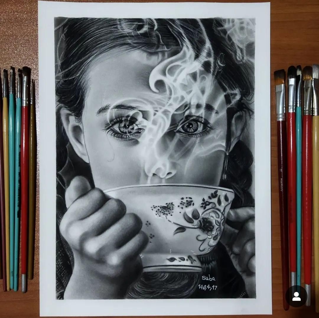 سفارش تابلو سیاهقلم و گچ پاستل هدیه ای ماندگار|تابلو، نقاشی، عکس|شیراز, نیایش|دیوار