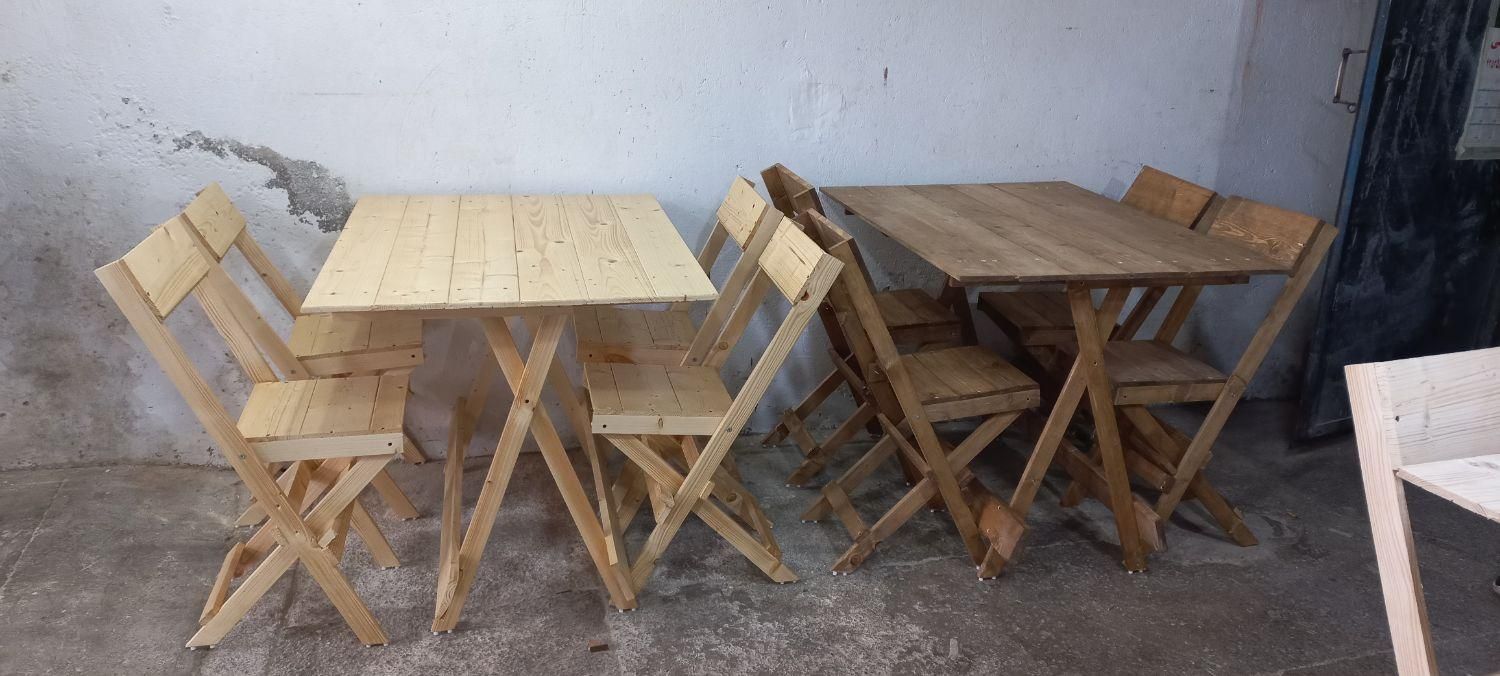 میز و صندلی چوبی تاشو کم جا|میز و صندلی غذاخوری|لنگرود, |دیوار