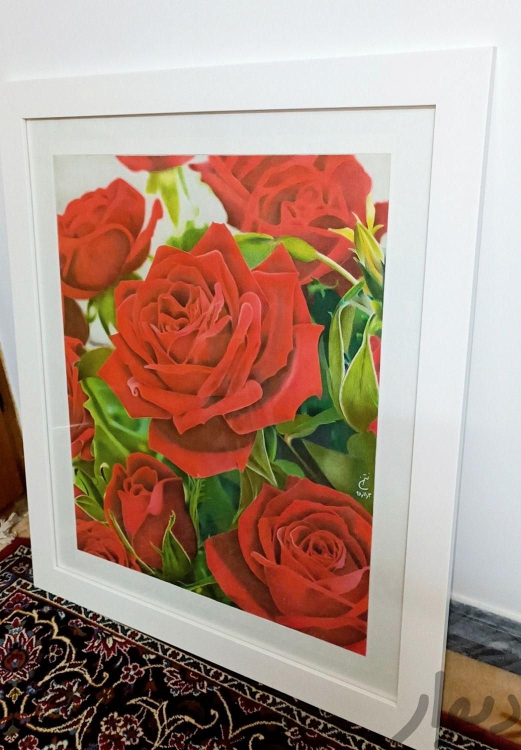 تابلو نقاشی بزرگ گل رز کار دست|تابلو، نقاشی و عکس|تهران, نیاوران|دیوار