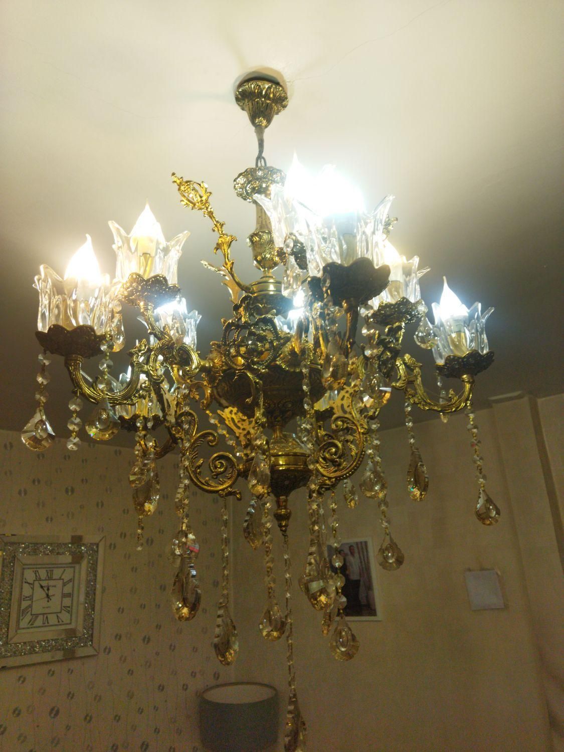 لوستر برنجی|لوستر و چراغ آویز|گلستان (تهران), |دیوار