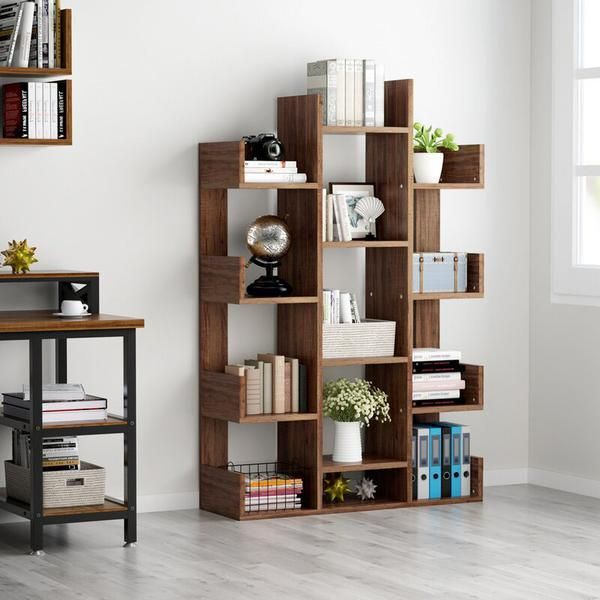 بوفه و کتابخانه مدل کاکتوس۲ قهوه ای|کتابخانه، شلف، قفسه‌های دیواری|تبریز, |دیوار