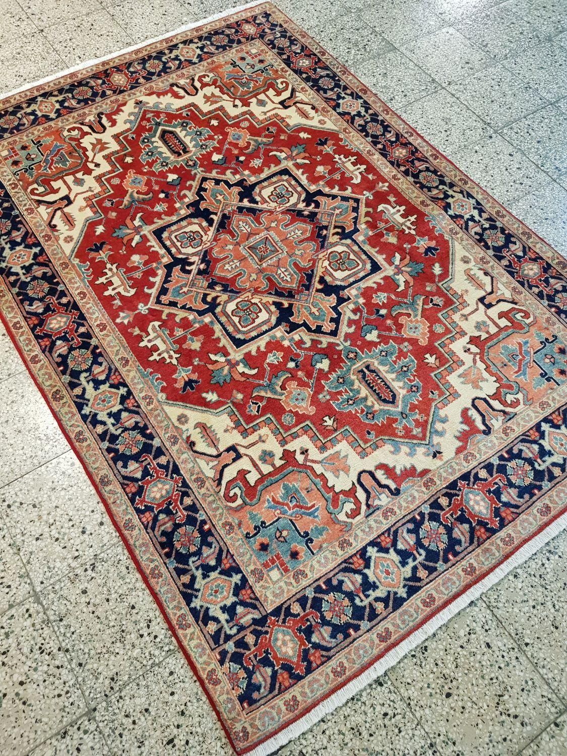قالیچه دستباف هریس تبریز آنتیک نقش تاجری رنگ گیاهی|فرش|تهران, بازار|دیوار