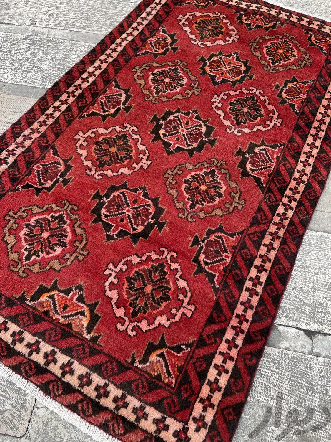 فرش دستبافت قالیچه خراسان گوشتی نقش هندسی|فرش|تهران, جردن|دیوار