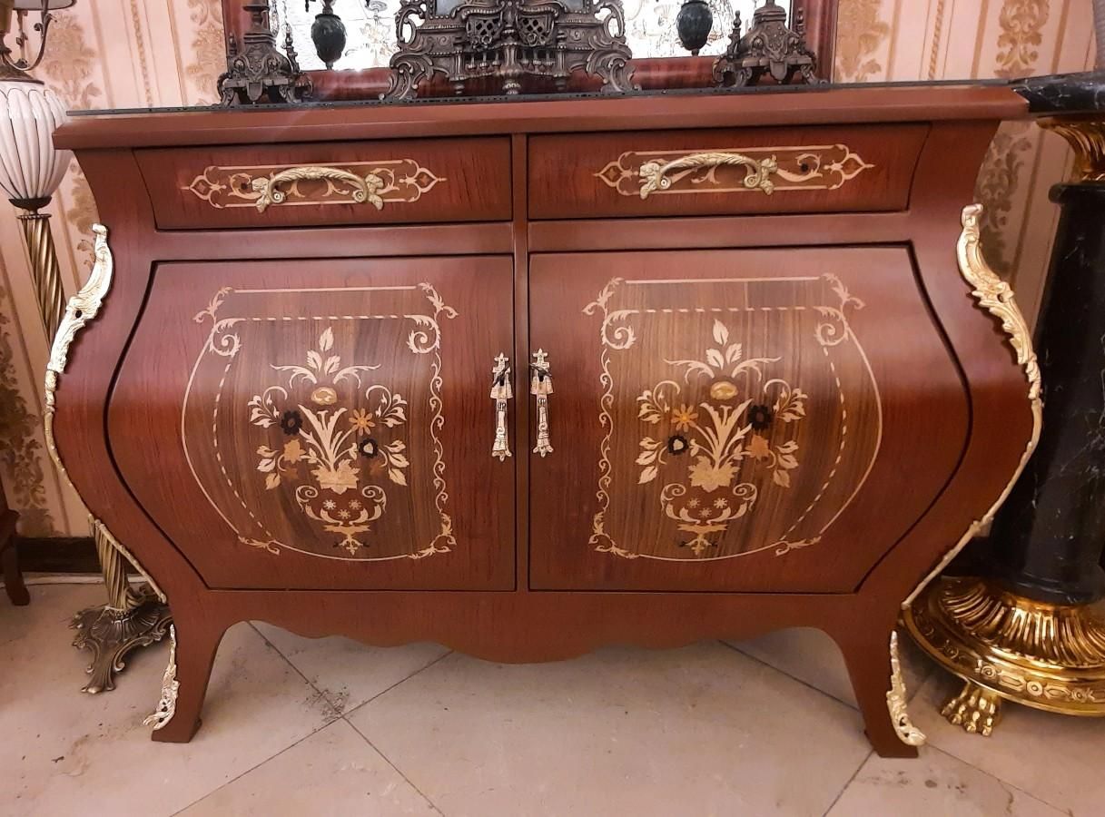 آینه کنسول معرق چوبی ۲درب خمرایی|بوفه، ویترین، کنسول|تبریز, |دیوار