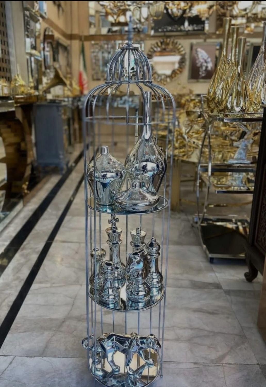 استند پایه فلزی دکوری تزیینی نیم قفس مدل کله گنبدی|صنایع دستی و سایر لوازم تزئینی|آفتاب, |دیوار