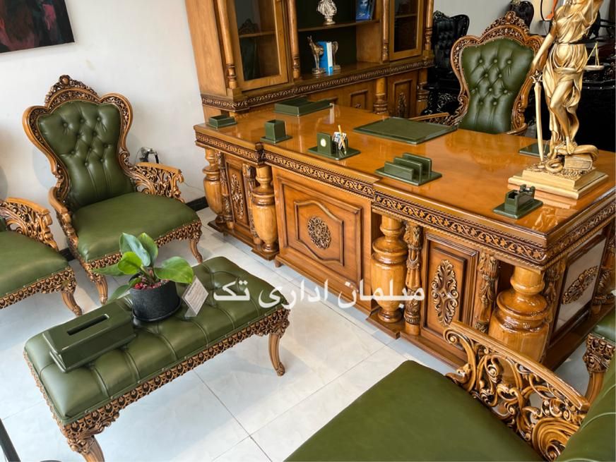 مبلمان اداری/میزومبل دفتری مدل چرم عسلی آریا|مبلمان اداری|چهاردانگه (تهران), |دیوار