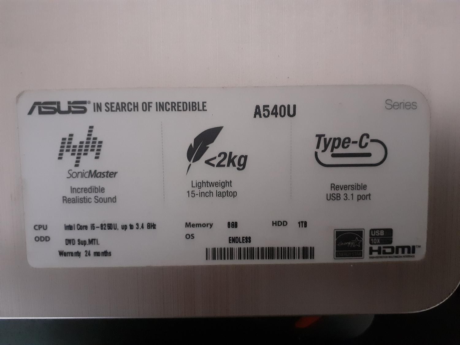 لپ تاپ نسل 8 Asus 540U|رایانه همراه|صومعه‌سرا, |دیوار