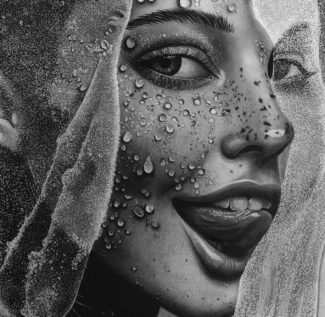 نقاشی سیاه قلم طراحی چهره|تابلو، نقاشی، عکس|مرودشت, محمد آباد|دیوار