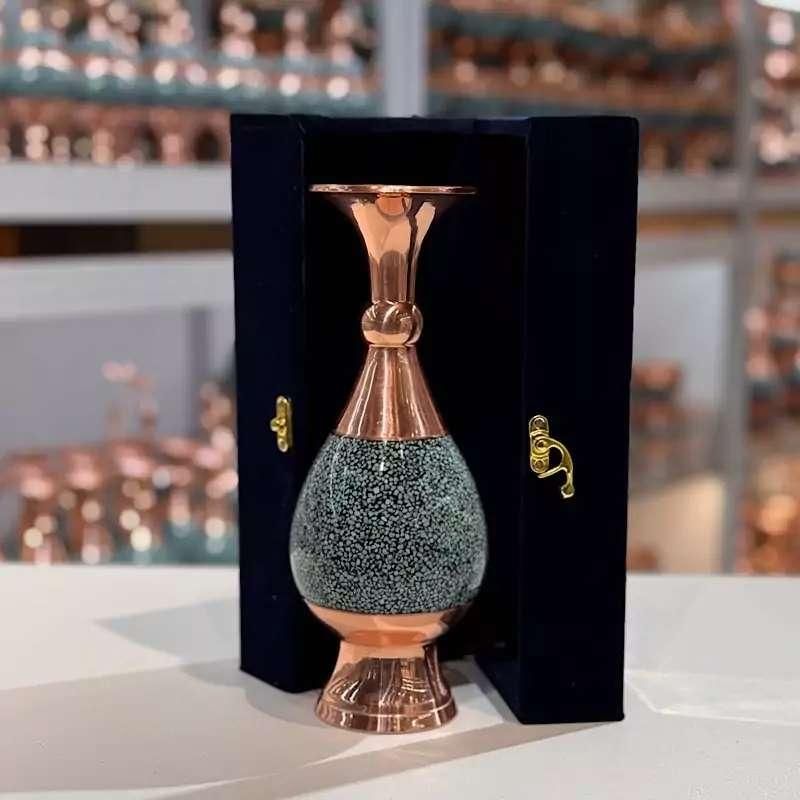 هدیه گلدان فیروزه کوبی 20 سانتی با جعبه شیشه ای|صنایع دستی و سایر لوازم تزئینی|اصفهان, نقش جهان|دیوار
