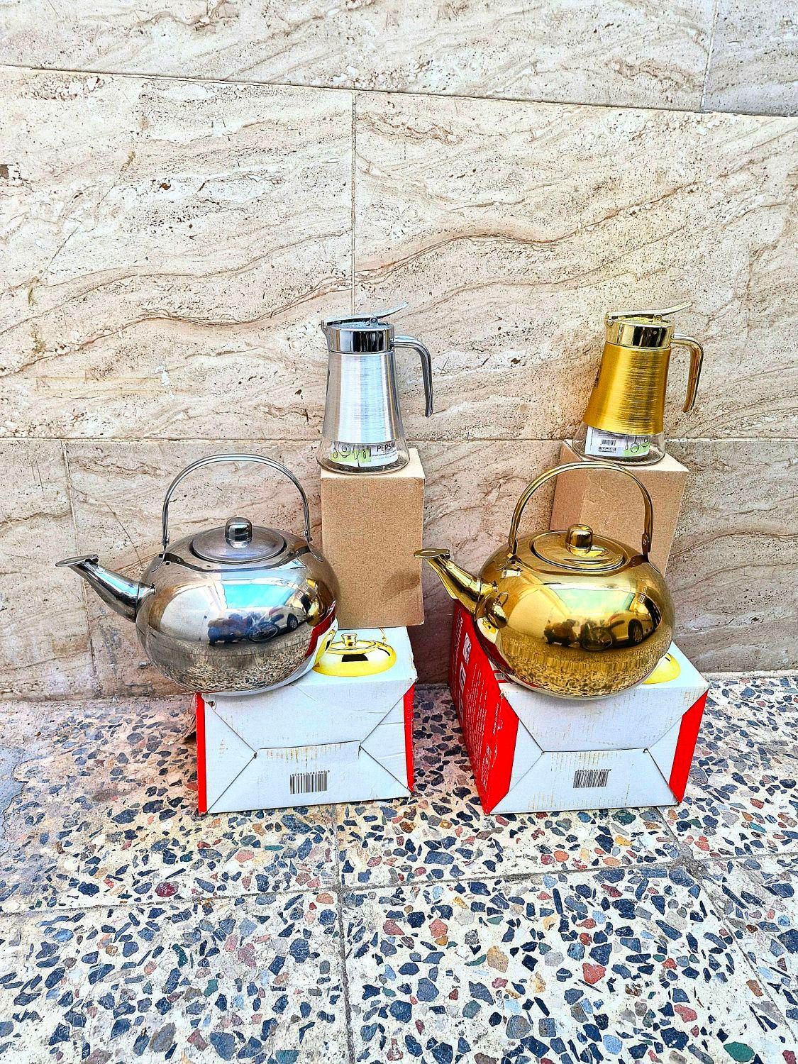 ست کتری،شکرپاش طلایی|قوری، کتری، قهوه‌ساز دستی|اهواز, حصیرآباد|دیوار