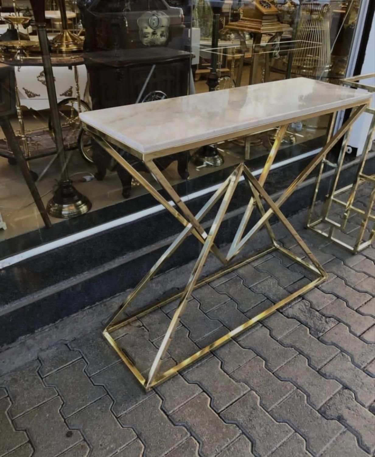 آیینه کنسول فلزی استیل دکوری مدل هفتی|بوفه، ویترین، کنسول|آفتاب, |دیوار