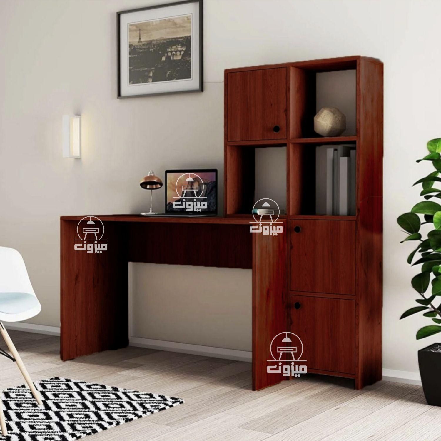 میز تحریر کتاب‌خانه‌دار مدل پندار دو قهوه‌ای|میز تحریر و کامپیوتر|تبریز, |دیوار