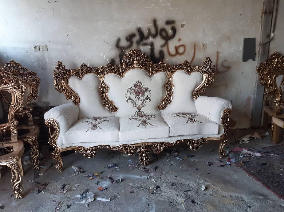 مبل استیل سلطنتی مصری زنگوله چوب گردو|مبلمان خانگی و میز عسلی|رباط‌کریم, |دیوار