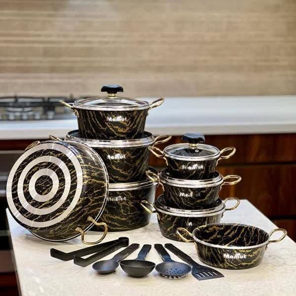 سرویس قابلمه 19تیکه اِماراتی مارک ماموت چدن واقعی|ظروف پخت‌وپز|یزد, |دیوار