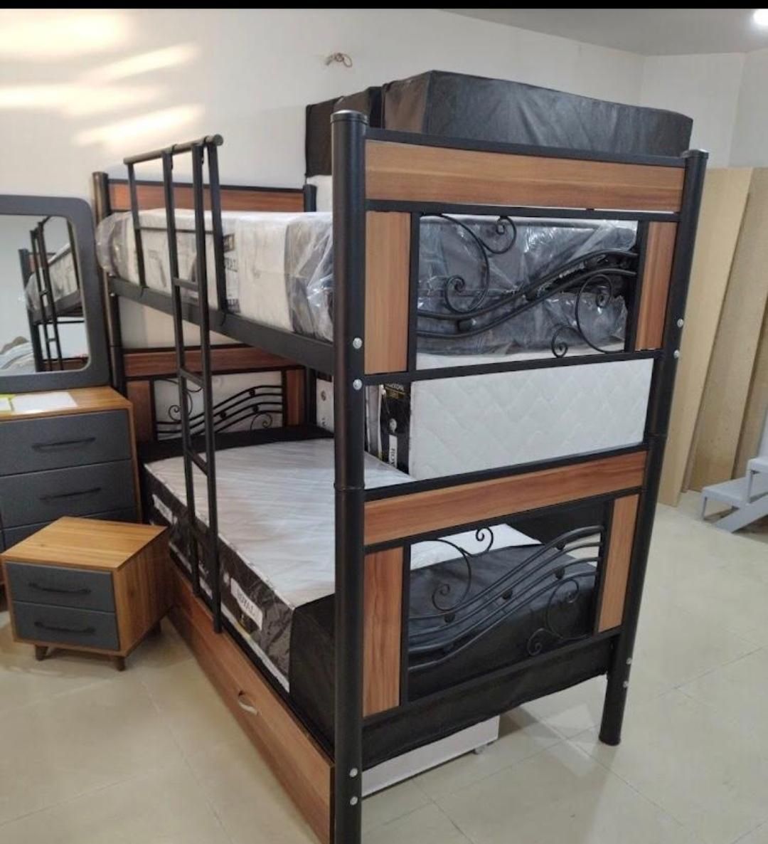 تخت دوطبقه فلزی و چوبی و تک نفره|تخت و سرویس خواب|ایلام, |دیوار