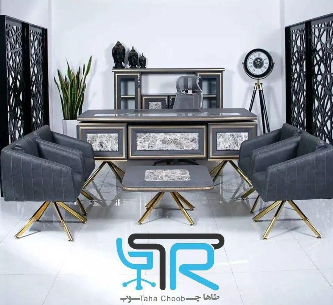 میز ریاستی اداری چستر چرمی سفید مشکی آموزشگاه زبان|دفتر کار|کرج, برغان|دیوار