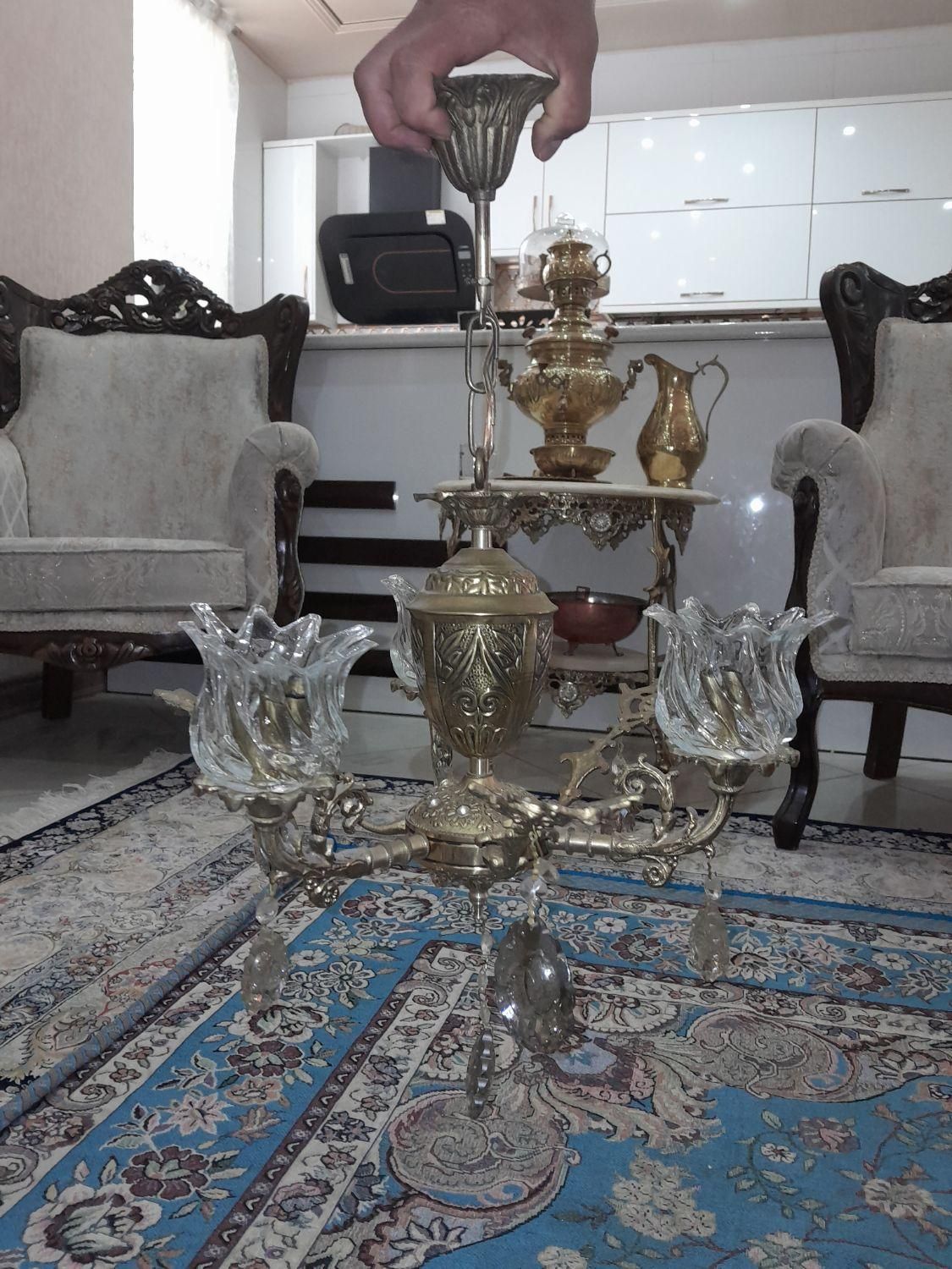 لوستر ۳شاخه برنجی|لوستر و چراغ آویز|ورامین, |دیوار