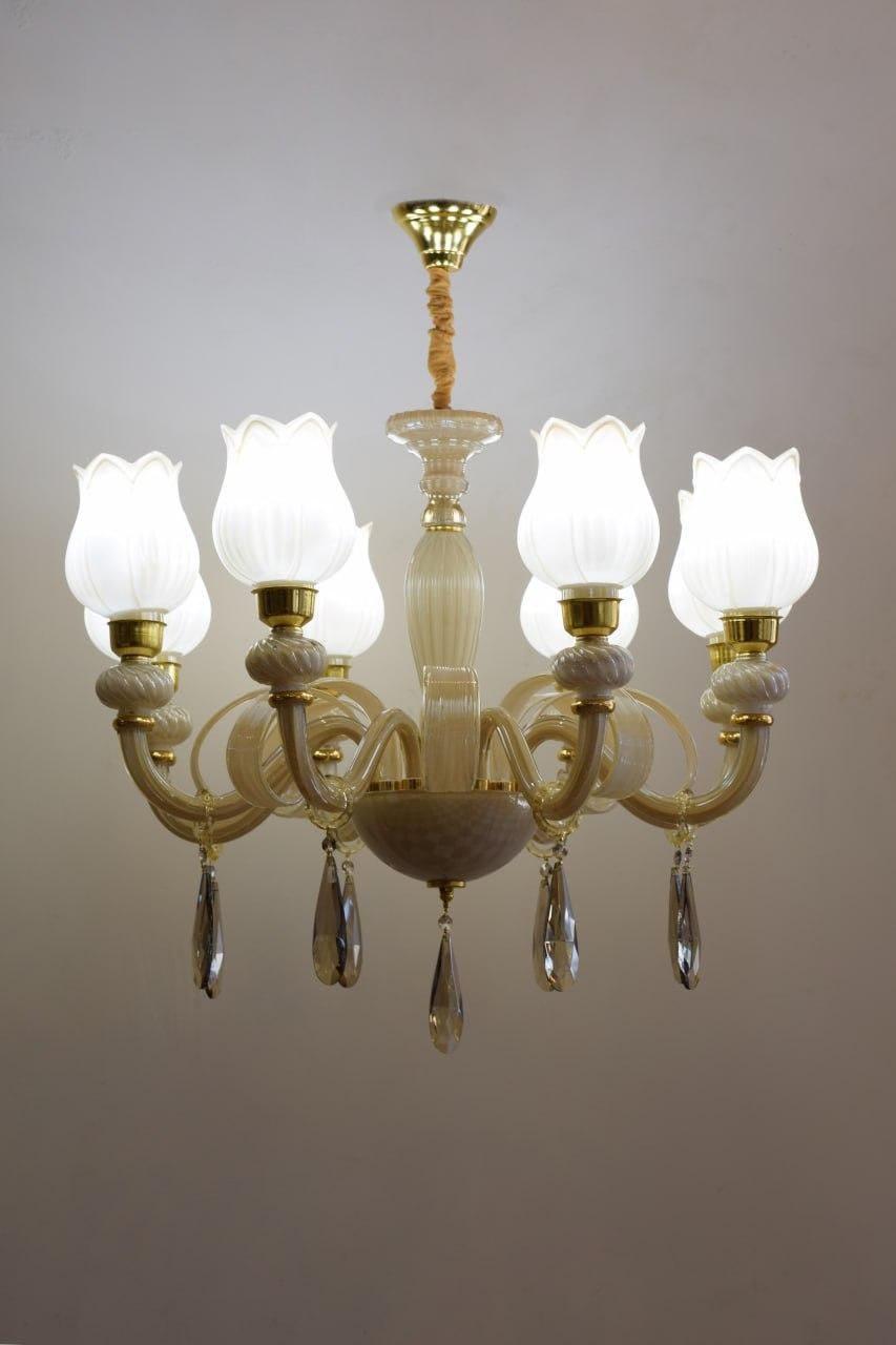 لوستر بلوری کریستالی شش شاخه طرح آیتان|لوستر و چراغ آویز|تبریز, |دیوار