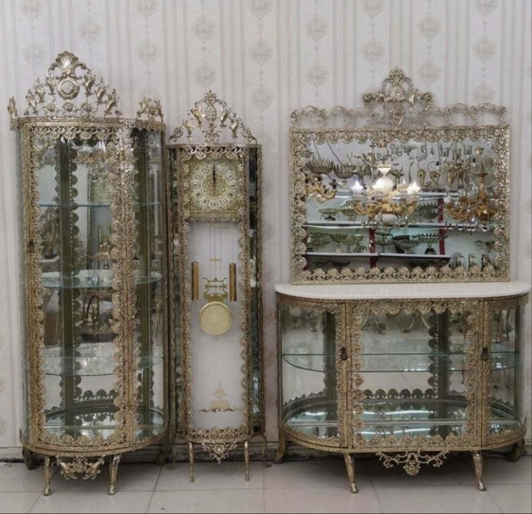 بوفه ساعت کنسول سرویس برنز برنزی|بوفه، ویترین، کنسول|کرج, حصارک بالا|دیوار