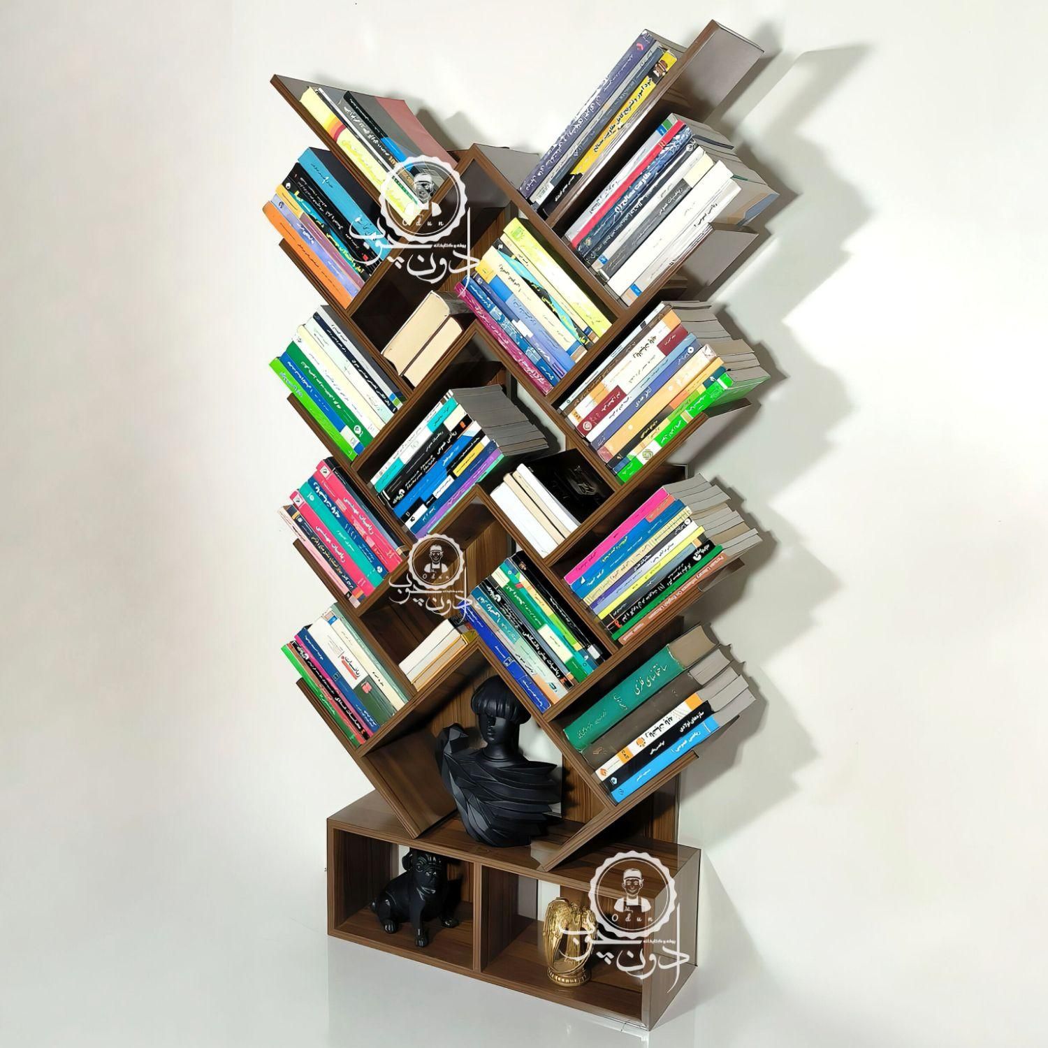 کتابخانه مدل درختی ۸ قهوه ای|کتابخانه، شلف، قفسه‌های دیواری|تبریز, |دیوار