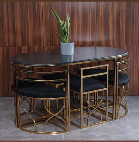 میز غذاخوری شیش نفره فلزی کمجا آبکاری درجه یک|میز و صندلی غذاخوری|کرمانشاه, |دیوار