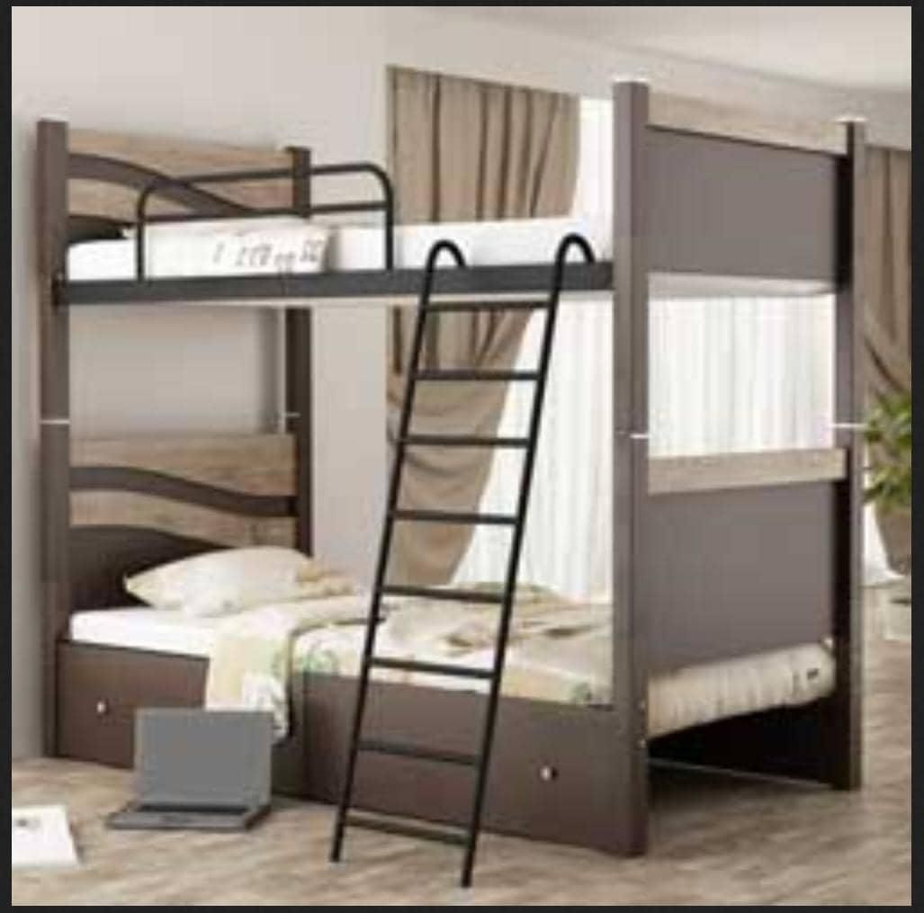 تخت دو طبقه فلزی و ام دی اف جداشونده|تخت و سرویس خواب|کرمان, |دیوار