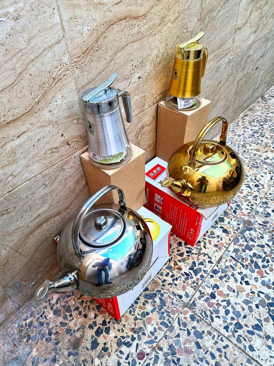 ست کتری،شکرپاش طلایی|قوری، کتری، قهوه‌ساز دستی|اهواز, حصیرآباد|دیوار