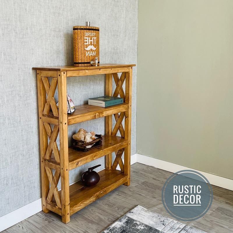 کتابخانه چوبی روستیک دکور|کتابخانه، شلف، قفسههای دیواری|تهران, یافت آباد جنوبی|دیوار