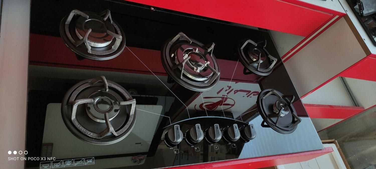 گاز رومیزی جنرال شیشه ای5شعله|اجاق گاز و لوازم برقی پخت‌وپز|هشتگرد, هشتگرد قدیم|دیوار