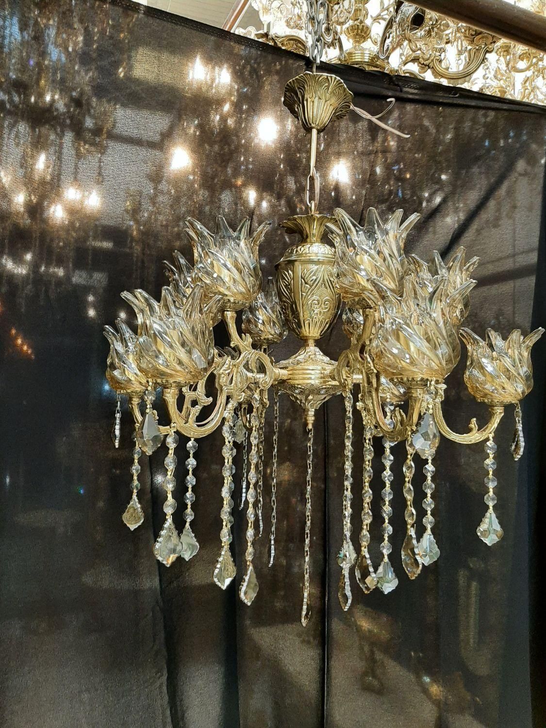 لوستر برنز ۱۲ شعله پرکار تجهیز کامل سوگلی|لوستر و چراغ آویز|زنجان, |دیوار