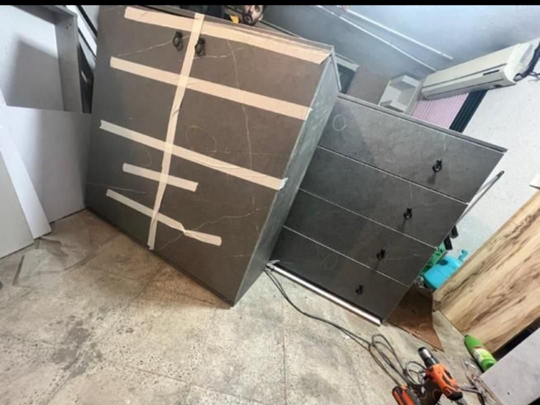 تهیه و ساخت ست جاکفشی و دراور رنگ بتنی|جاکفشی، کمد، دراور|اندیشه, |دیوار