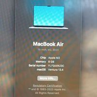 Macbook air 15inch M2 512 gray MQKQ3 2023مک بوک|رایانه همراه|مشهد, امام خمینی|دیوار
