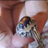انگشتر نقره اوپال اتیوپی مشکی آتشین.کیانیت.زمرد|جواهرات|کرمانشاه, |دیوار