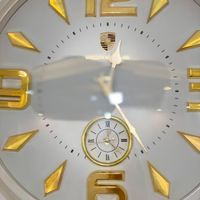 ساعت دیواری سفید طلایی پورشه|ساعت دیواری و تزئینی|رشت, عینک|دیوار