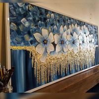 تابلو نقاشی ورق طلا گل سرمه ای.آبی|تابلو، نقاشی و عکس|تهران, عباس‌آباد|دیوار