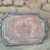 سینی قاجاری با قلم زنی قدیمی|اشیای عتیقه|نیشابور, |دیوار