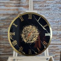 ساعت رزینی مشکی طلایی|ساعت دیواری و تزئینی|تهران, تسلیحات|دیوار