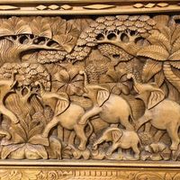 تابلو  فیل چوبی منبت کاری تایلندی|تابلو، نقاشی و عکس|تهران, استاد معین|دیوار